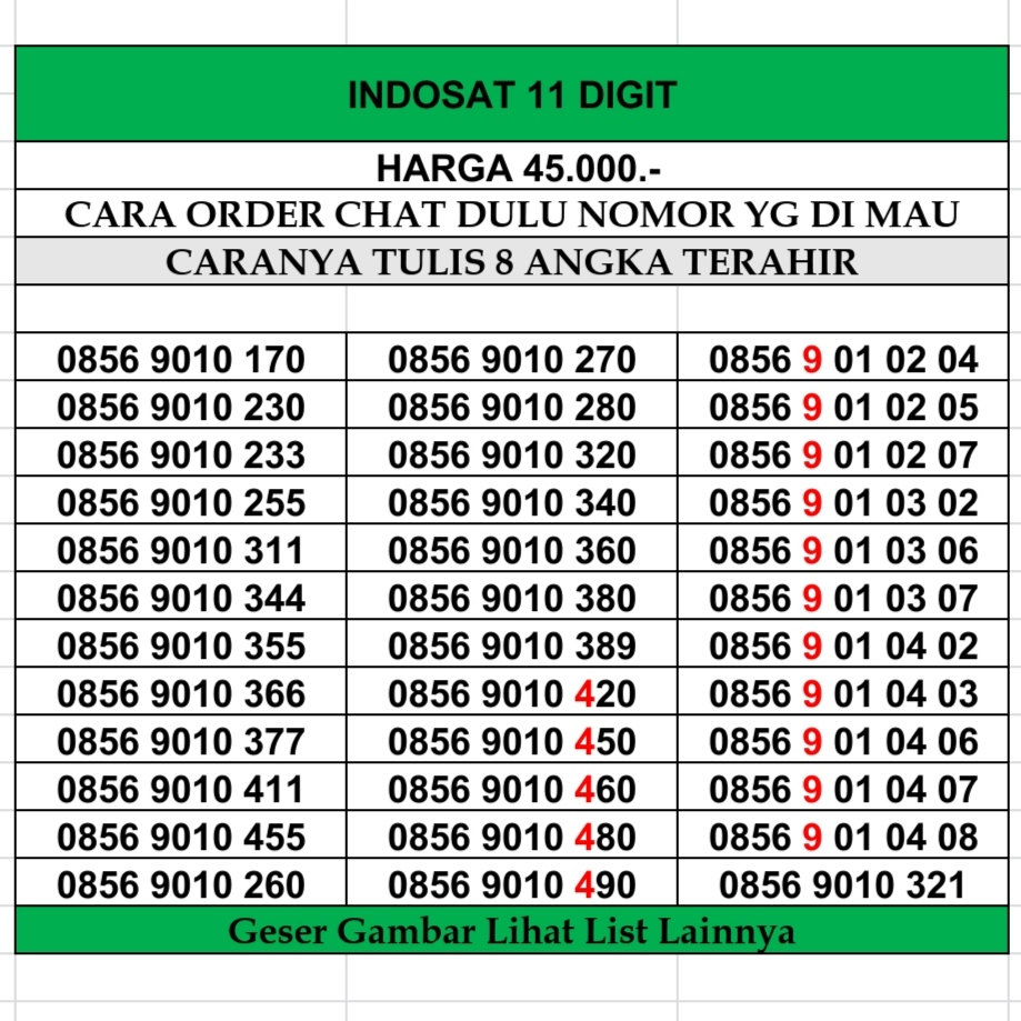 Kartu Perdana Indosat Nomor Cantik 11Digit  4G LTE Prabayar