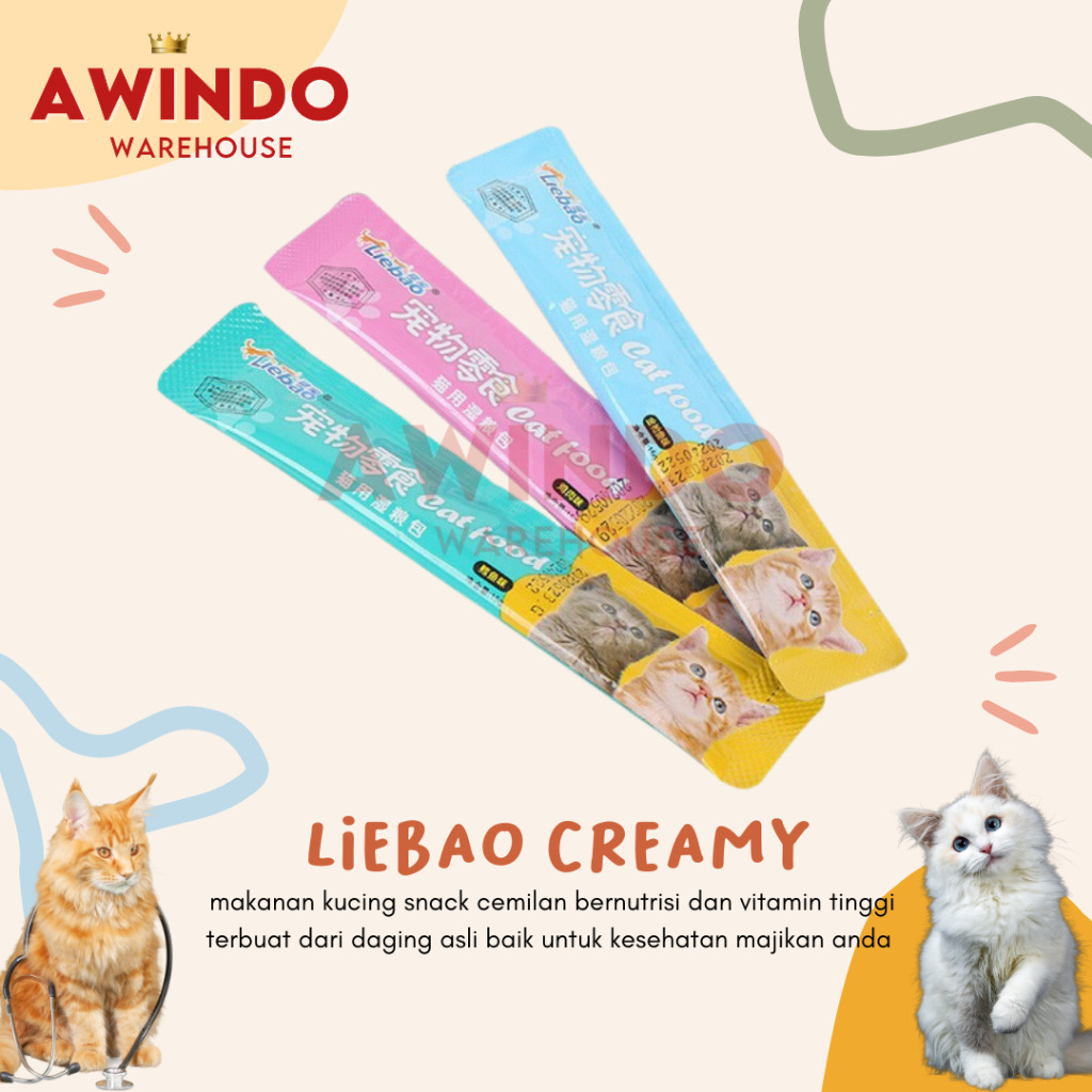 LIEBAO CREAMY CAT - Makanan Snack Cemilan Kucing Adult Kitten Lie Bao Cat Strips