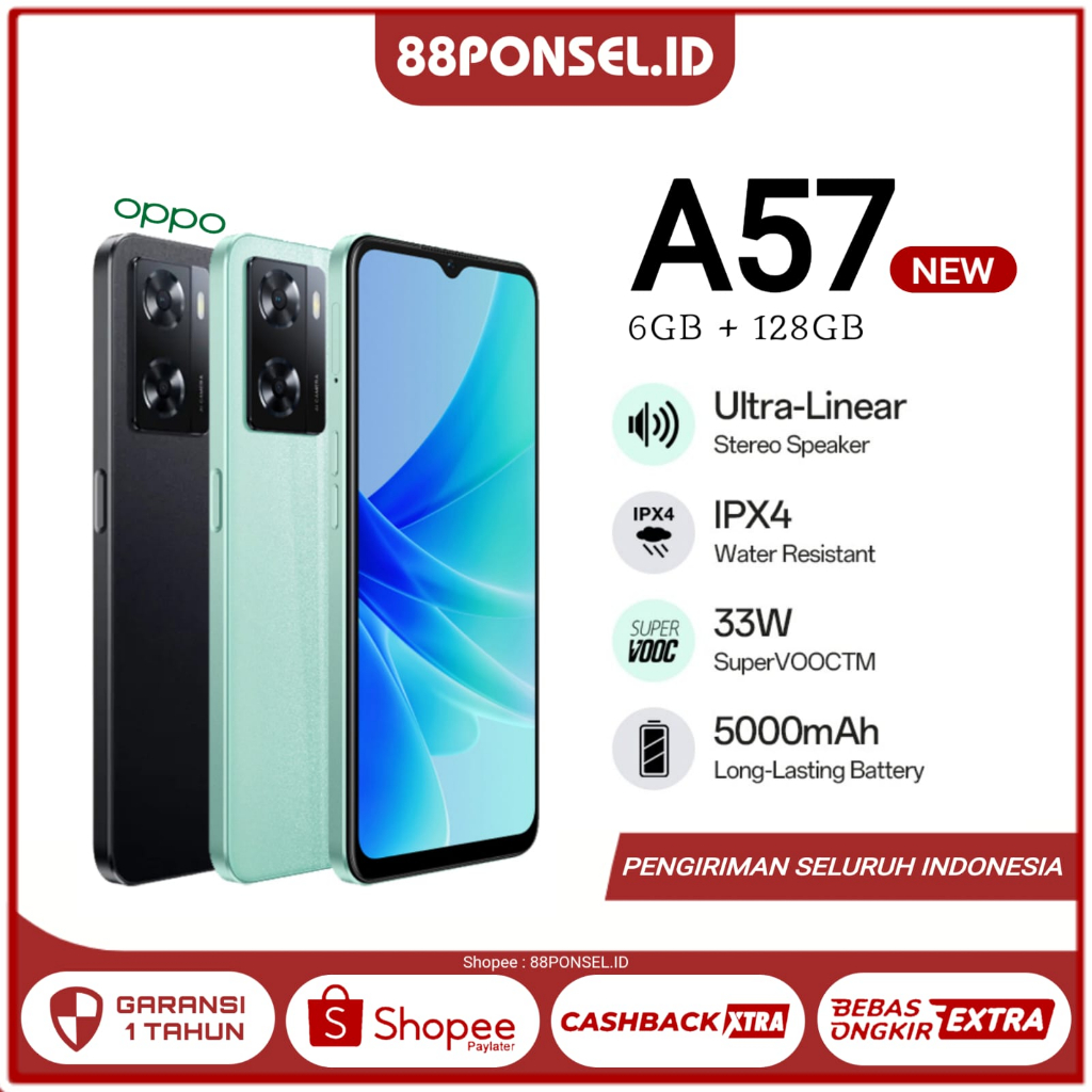 OPPO TYPE A57 RAM 6 / 128 GB Fullset AI TRIPLE CAMERA Garansi 1 Tahun