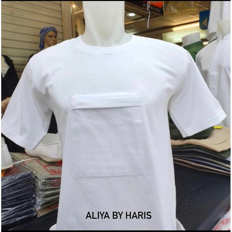 KAOS OBLONG PRIA/KAOS OBLONG PRIA  PUTIH/KAOS BERLENGAN PENDEK BERKANTONG DIDADA/KAOS OBLONG KANTONG DEPAN/OBLONG COWOK/KAOS OBLONG PUTIH PRIA BY ALIYA