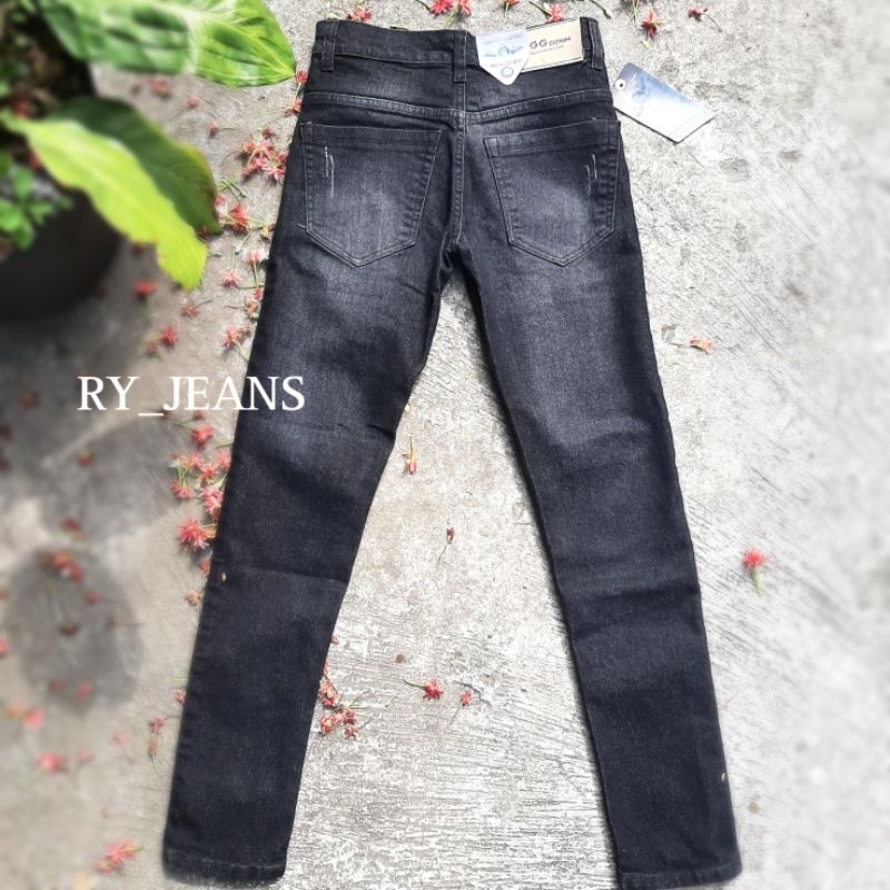 celana jeans pria jeans wisker ripped jeans modern jeans street hitam