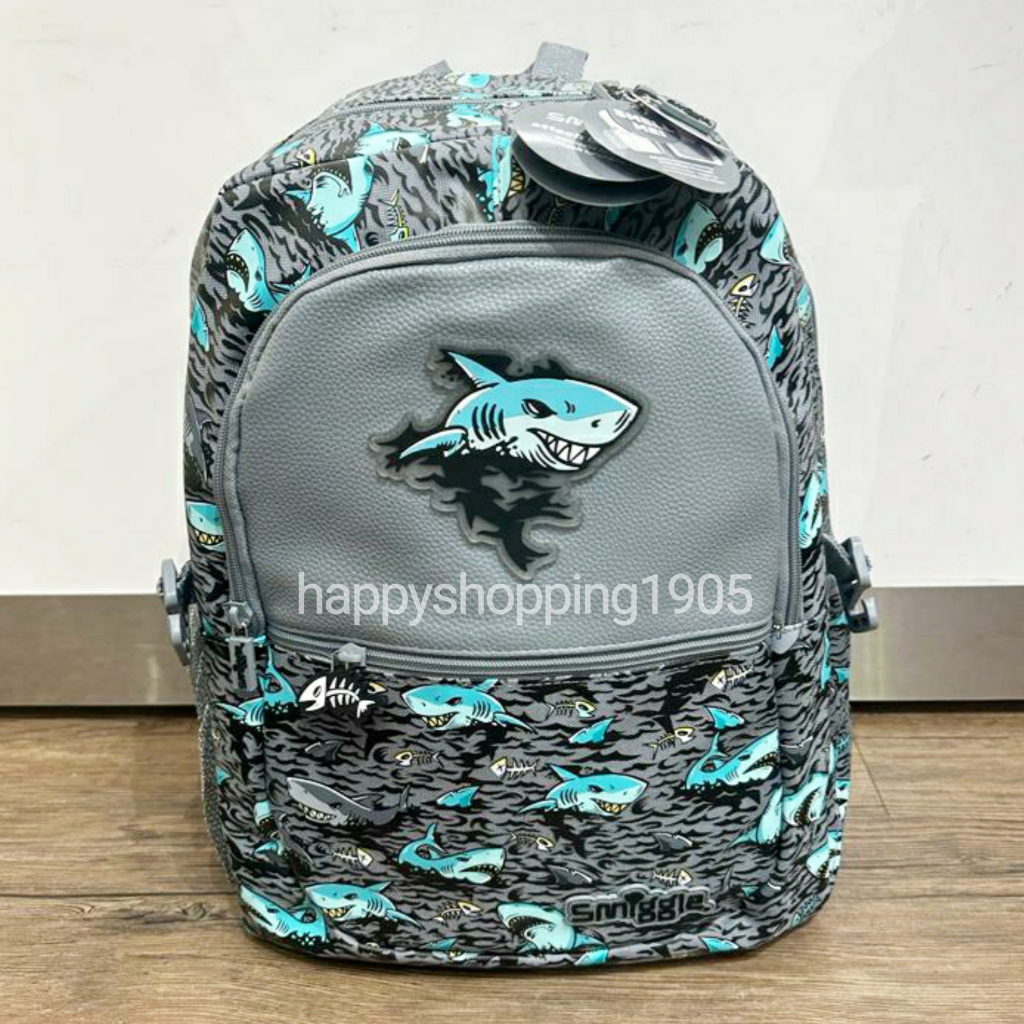 SMIGGLE WILD SIDE CLASSIC BACKPACK SHARK GREY - TAS RANSEL SMIGGLE