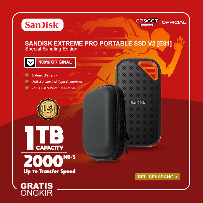 New SanDisk 1TB Extreme / Extreme PRO / Portable SSD V2 FREE CASE