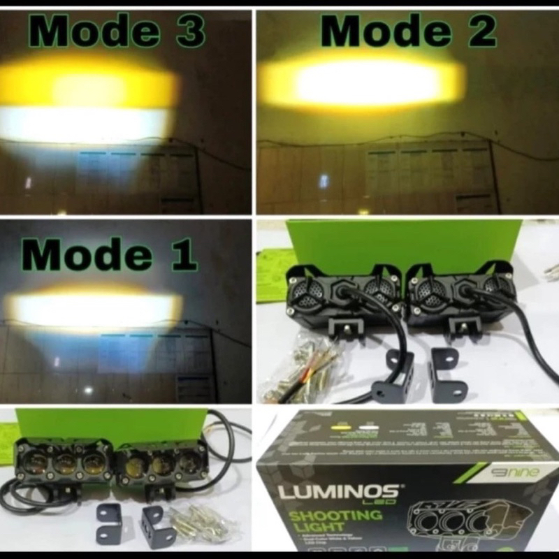 ORIGINAL LAMPU SOROT LASER Q9 3 MATA 2 WARNA LUMINOS HI LOW WHITE YELLOW UNTUK MOBIL DAN MOTOR