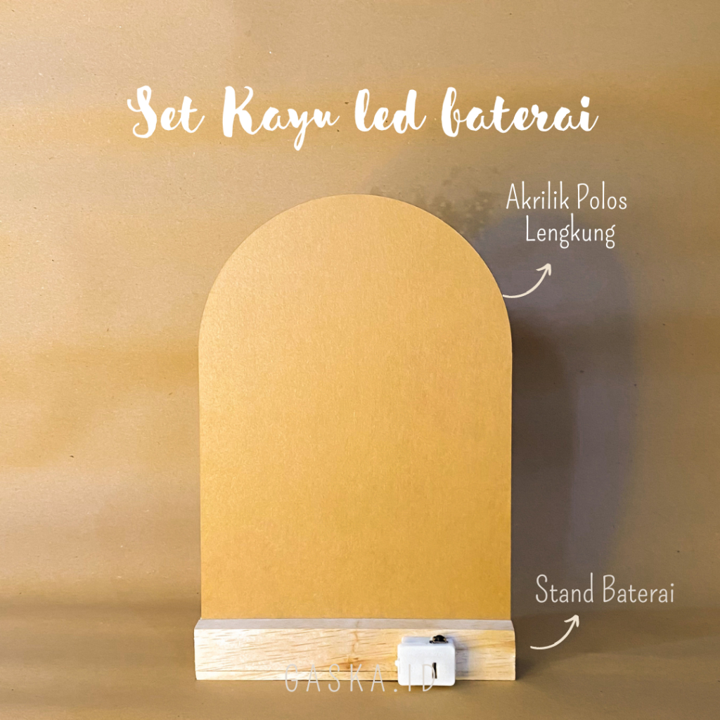 

[GASKA] SET Kayu Baterai dan Akrilik LENGKUNG Polos 2mm Clear