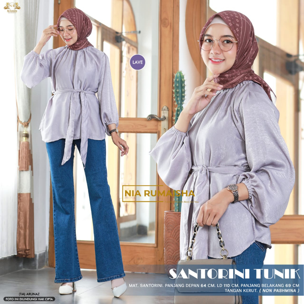 Santorini Tunik Atasan Kemeja Casual Wanita Original By Nia Rumaisha