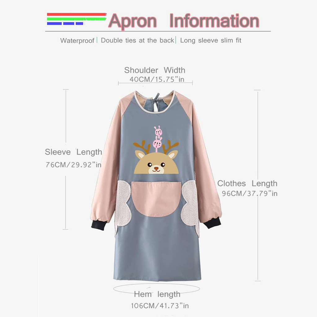 Celemek Dapur Lengan Panjang Waterproof Apron with Hand Wipe - SI01 - Blue