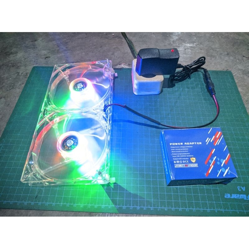 Kipas Aquascape RGB 8cm //12cm  double fan fullset
