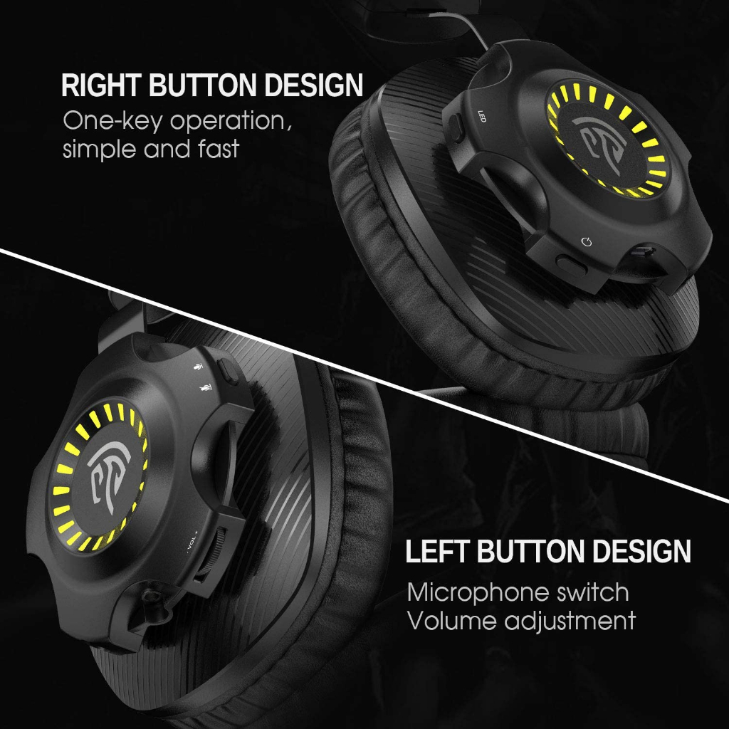 EasySMX Gaming Headphone Headset Wireless Super Bass with Mic - V07W - Black