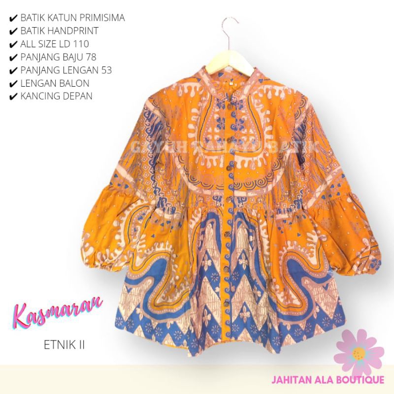 blus kasmaran  etnik tiga negri kancinh depan batik solo atasan kerja