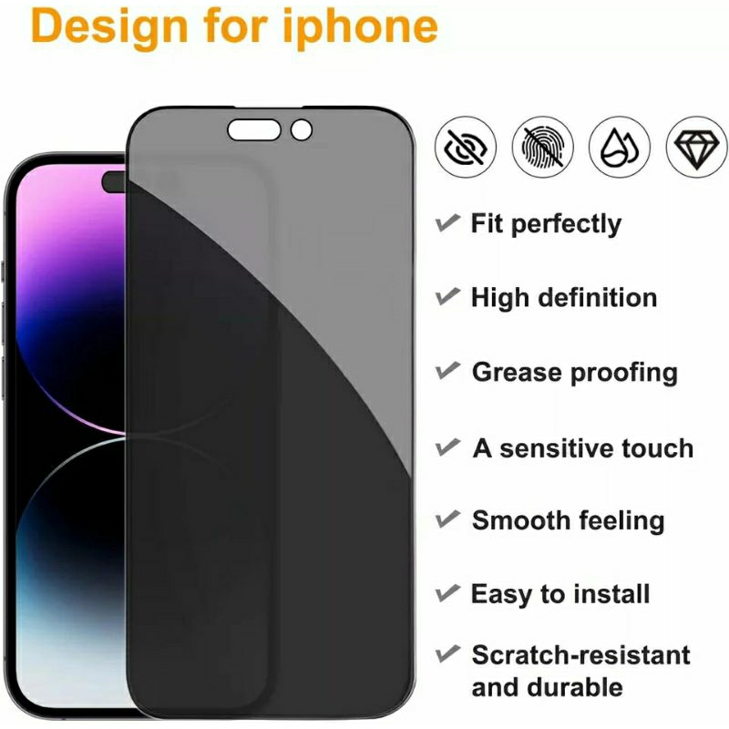 TEMPERED GLASS SPY KACA/GELAP IPHONE 6,6S,7,7 PLUS,8,8 PLUS,IPHONE X,XS,XR,XS MAX,IP 11,IP 11 PRO, I