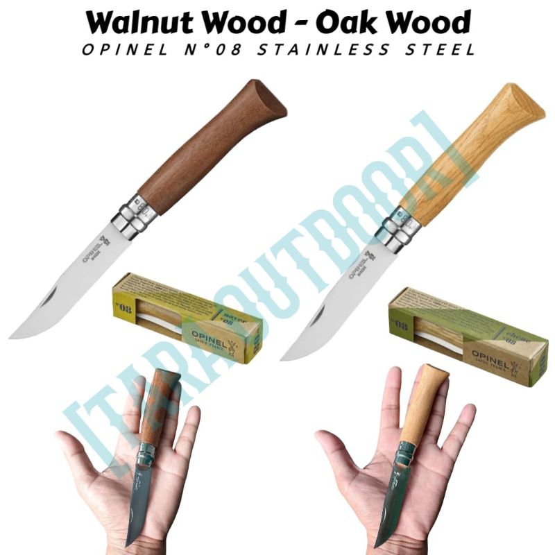 PISAU LIPAT OPINEL NO 8 WALNUT OAK OLIVE WOOD STAINLESS