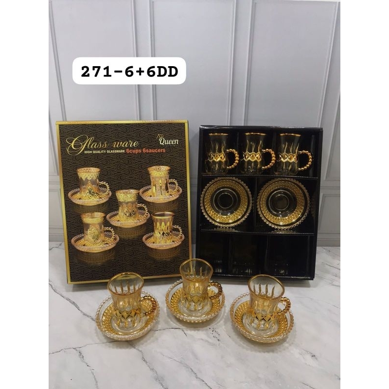 Tatakan Piring Gelas Teh Kopi Gold Mewah Cantik 6pcs