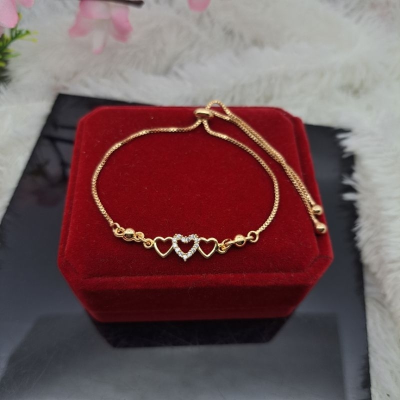 Gelang Tangan Serut Model tripel love lapis emas