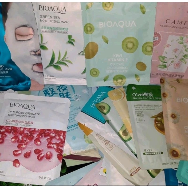 Paket usaha sheet mask 1 lusin isi 12 pcs paket reseller masker wajah