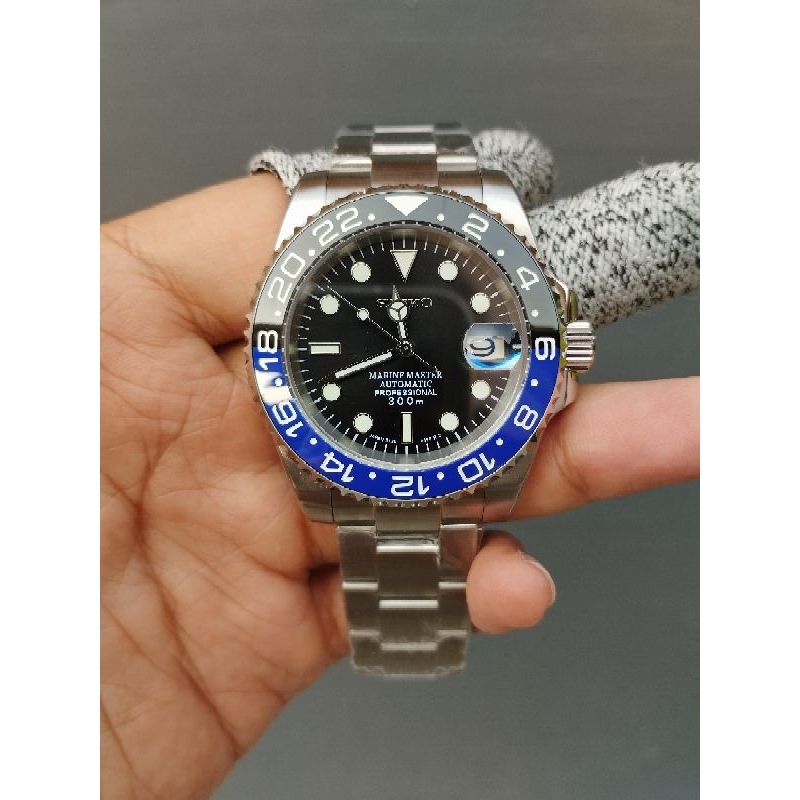 jam tangan seikomod mod seiko batman marinemaster / submariner NH35 NH36 7S26