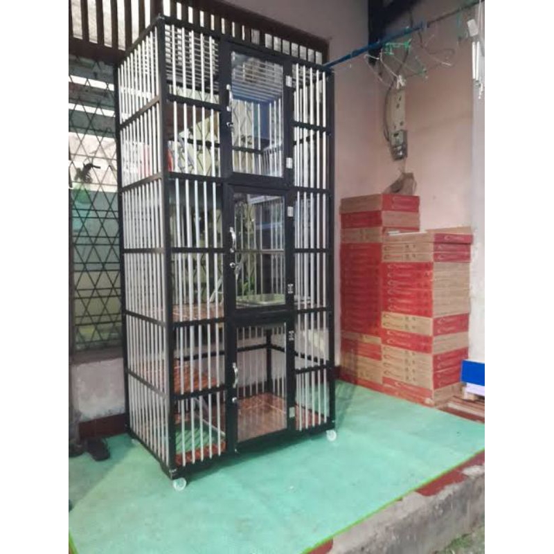 Kandang kucing alumunium 3 pintu ukuran 180x60x90