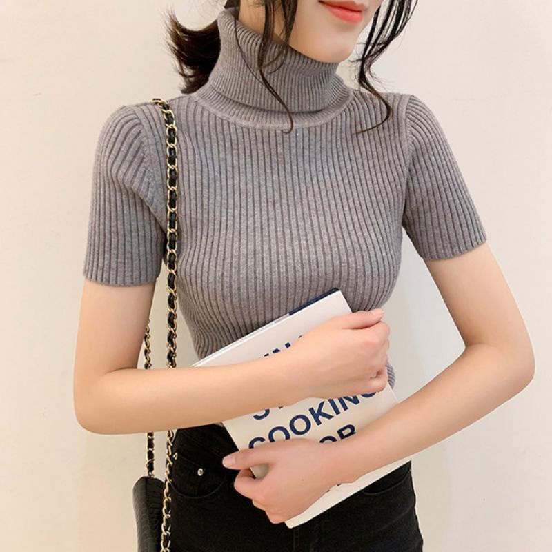 Inner rajut wanita/Daisy Sweater Rajut knit Turtleneck bodysuit lengan  Pendek