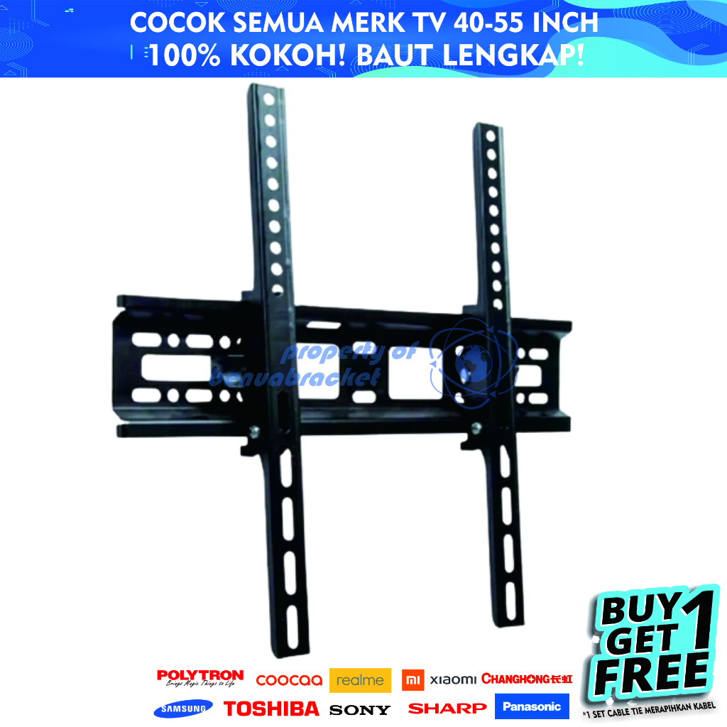 Bracket TV LED LCD 43 55 50 40 42 49 Inch Dijamin Cocok 40 - 55 In 2 Arah Universal Breket TV Briket TV Braket TV Gantungan TV Tembok Tempelan TV Dinding BB1 HT-002