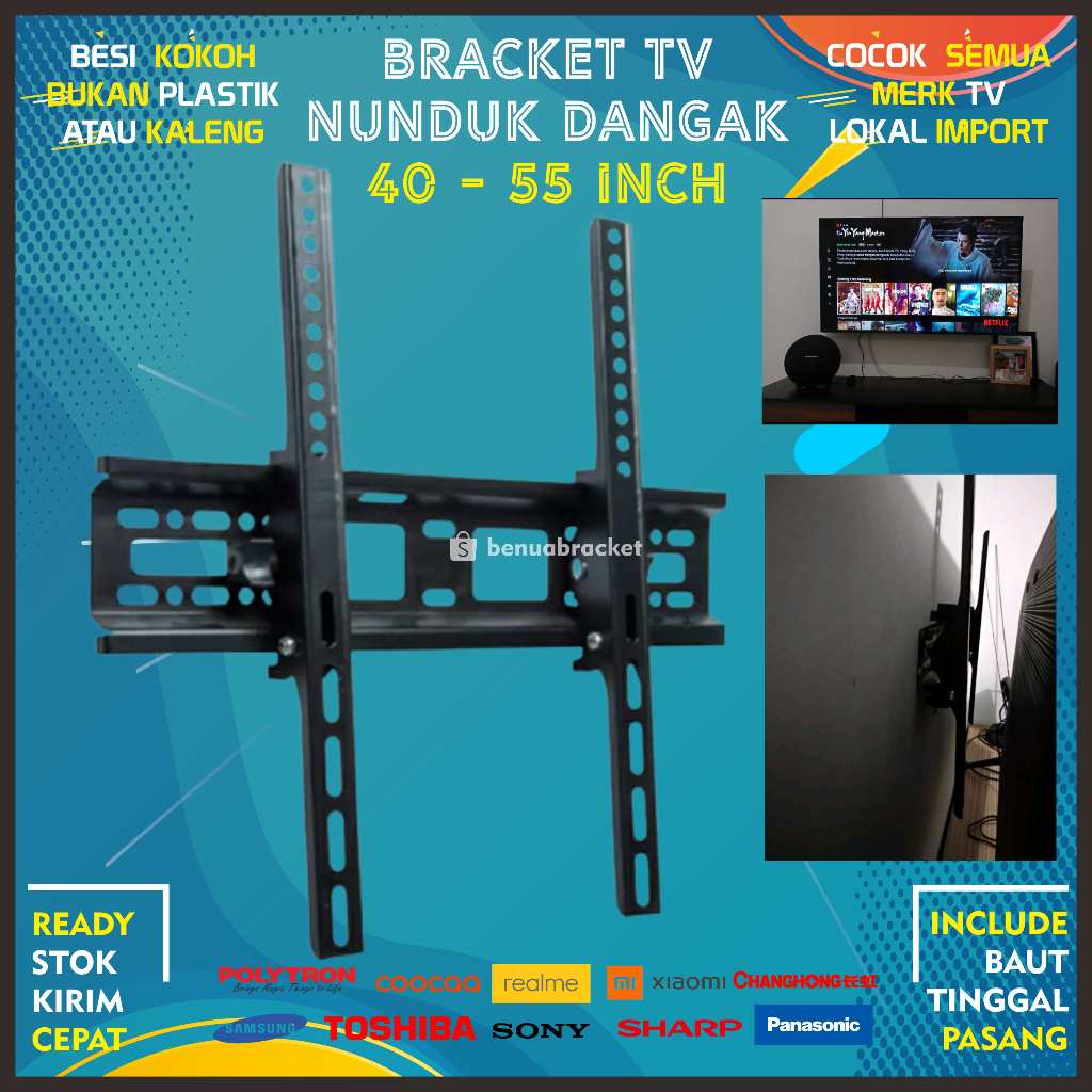 Bracket TV LED LCD 43 55 50 40 42 49 Inch Dijamin Cocok 40 - 55 In 2 Arah Universal Breket TV Briket TV Braket TV Gantungan TV Tembok Tempelan TV Dinding BB1 HT-002