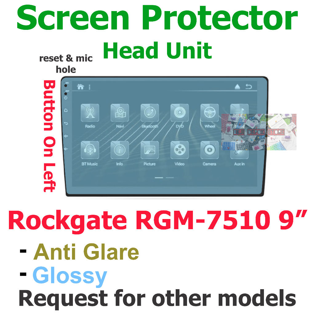 Rockgate RGM-7510 9 inch Head Unit Android Screen Protector Guard