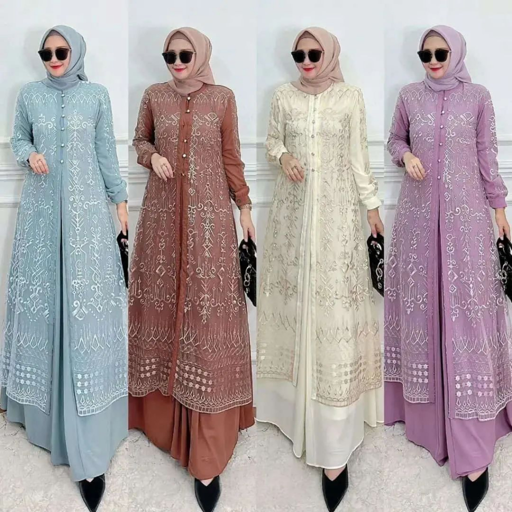 Baju Gamis Dress Kondangan Terbaru Fashion Muslim Modern Sabrina Dress Brokat | Pakaian Wanita Muslim | Gamis Pengajian Series Lebaran 2023