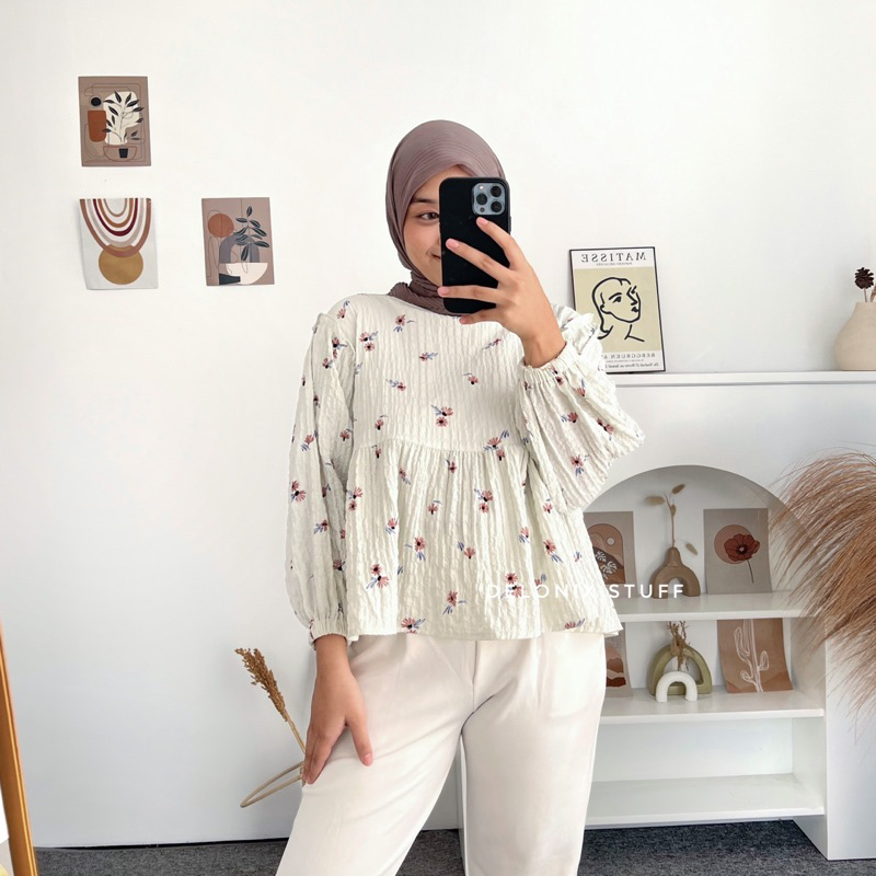 HAURA FLOWER PEPLUM TOP