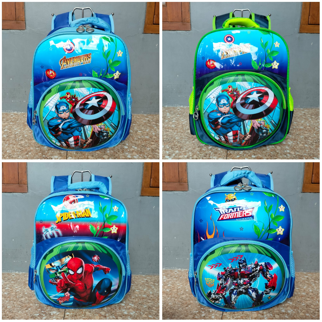 Tas Ransel Backpack Sekolah Karakter Anak Superhero LED 40078B