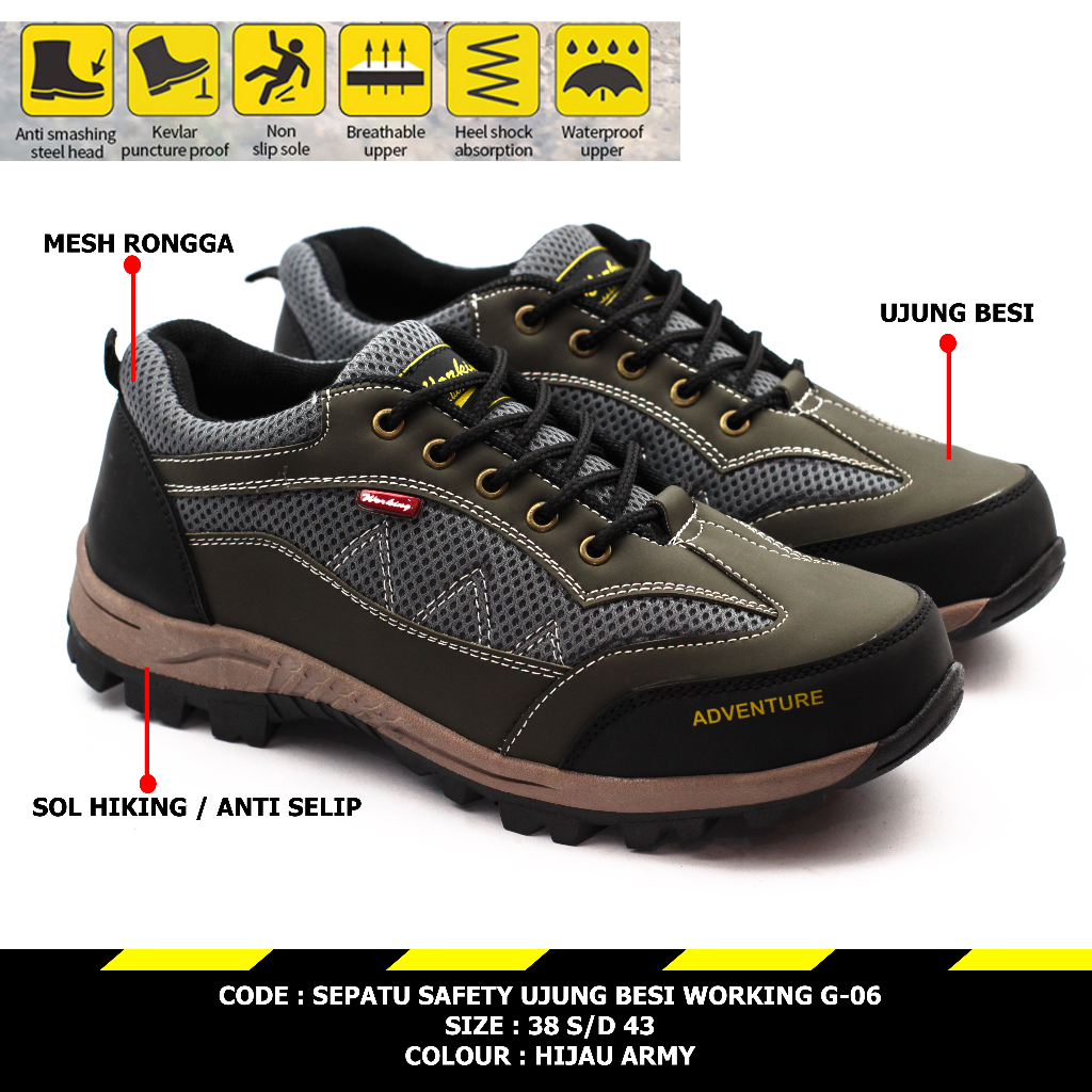 Sepatu Pria Safety Ujung Besi Working G-06