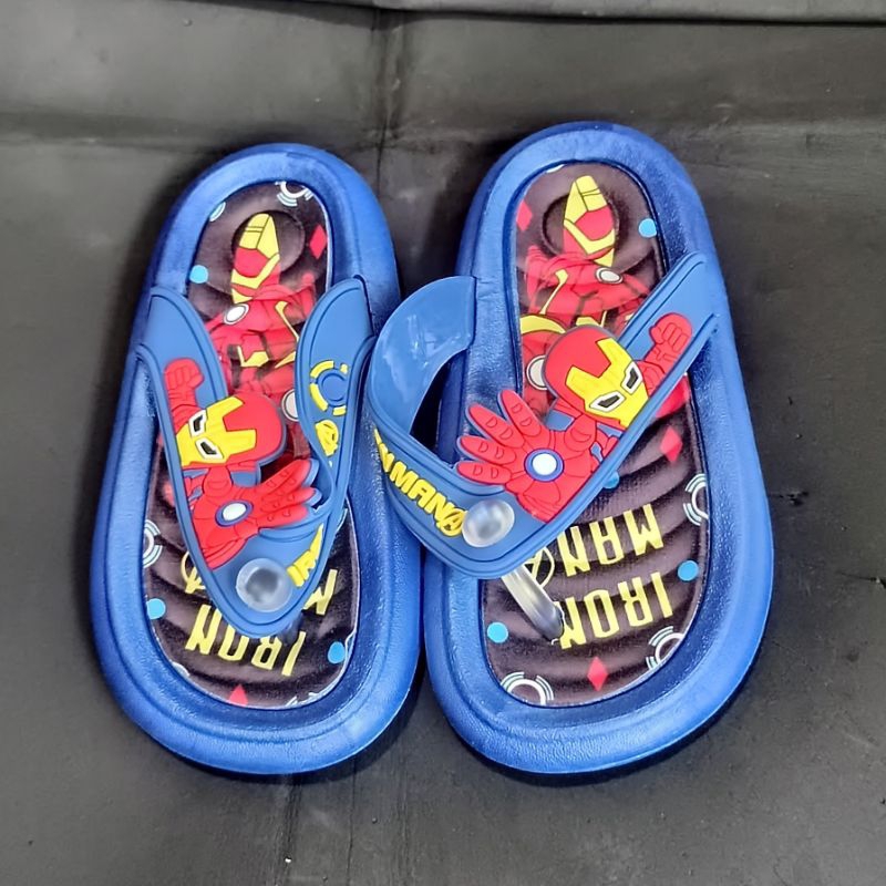 Sandal import anak Laki Sandal jepit Iron-Man Sendal karet anak 2-10thn(24-35) Sendal karet premium