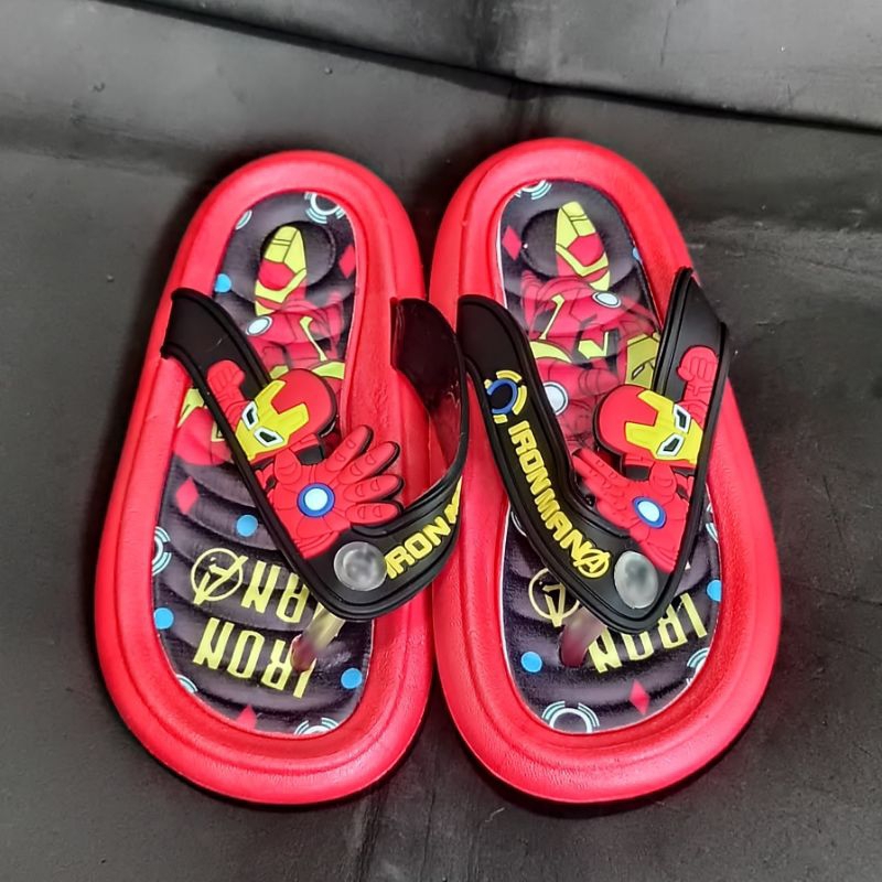 Sandal import anak Laki Sandal jepit Iron-Man Sendal karet anak 2-10thn(24-35) Sendal karet premium