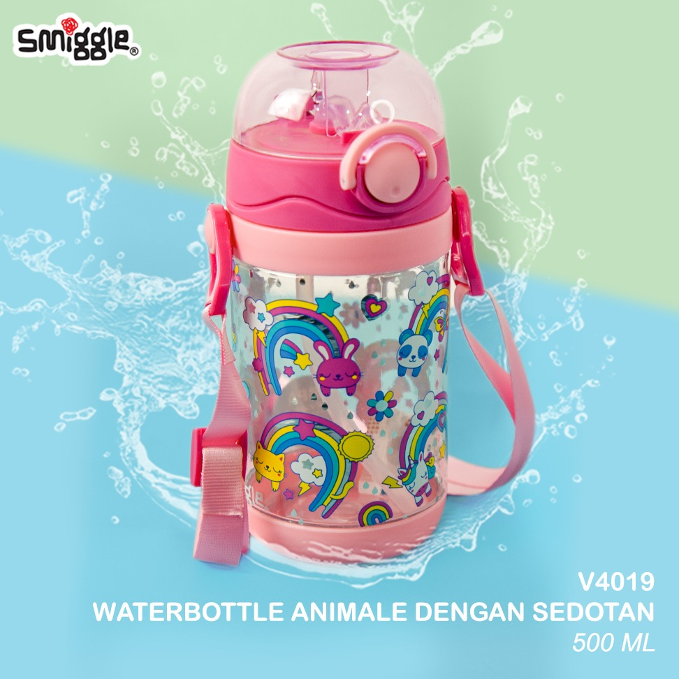 SMIGGLE BOTOL MINUM SEDOTAN ANAK ANIMAL/ WATER BOTTLE 500ml BPA FREE 4019