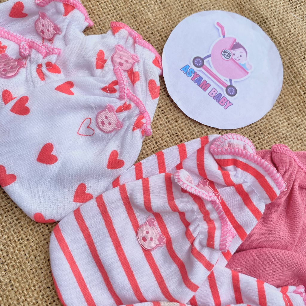 3 PCS Sarung Tangan 3 PCS Sarung Kaki Series PINK Sablon ASYAM BABY
