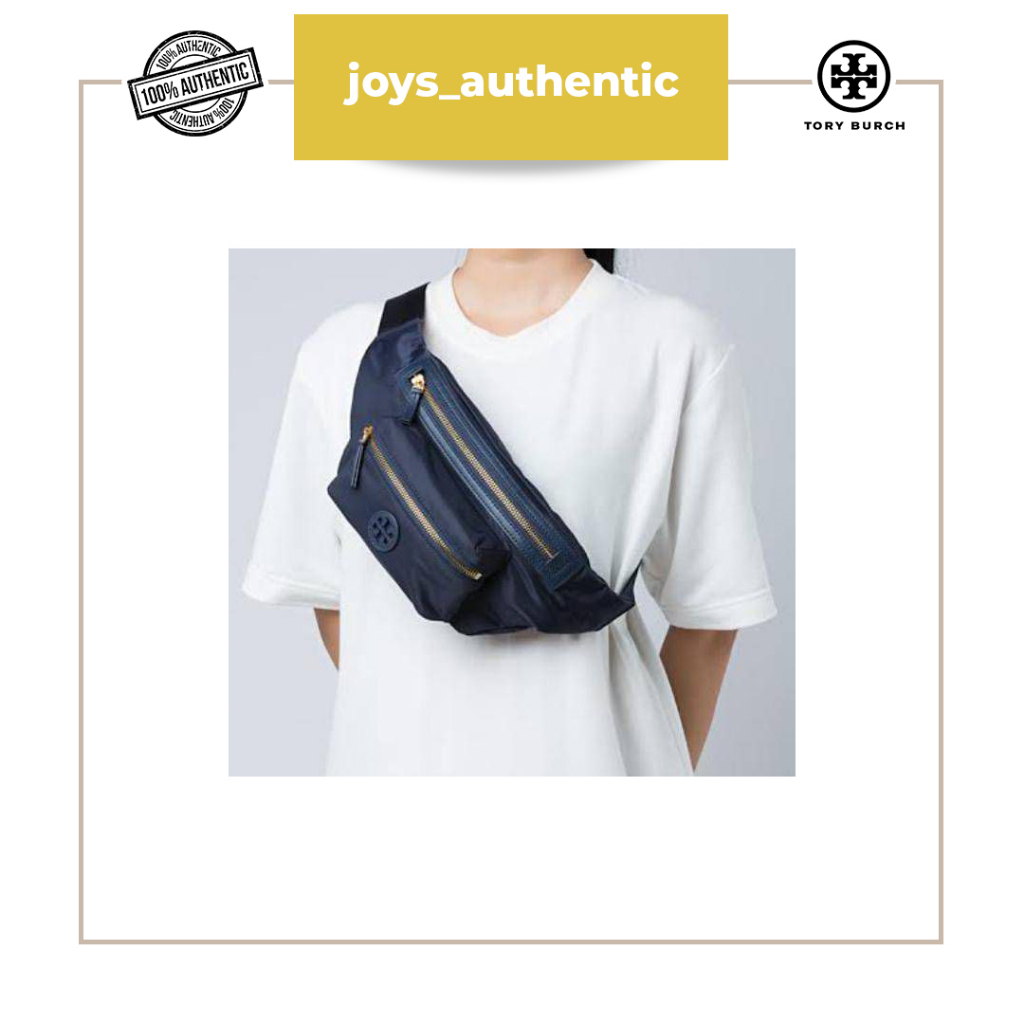 Tas Wanita Tory Burch Nylon Belt Bag Tory Biru Navy Woman Bag Authentic Original