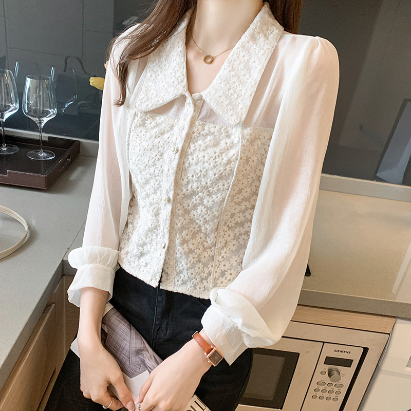 MOOGU ♡ Kemeja korea blouse lengan panjang tipis shirt wanita