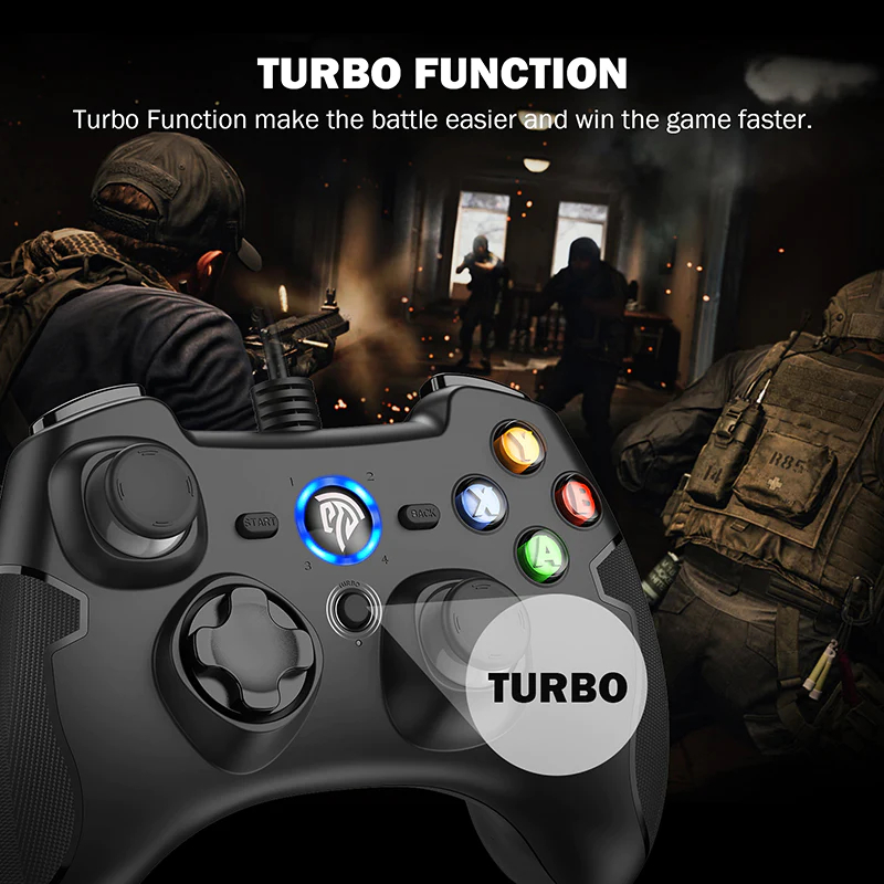EasySMX Black Gamepad Wired Gaming Controller Dualshock for Android PC PS3 - ESM-9100