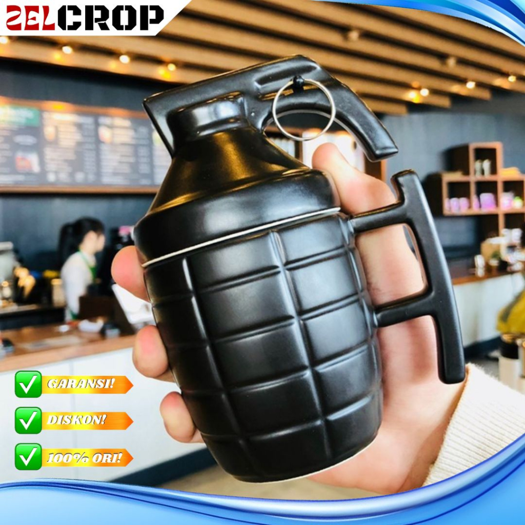 Gelas Mug Keramik Tutup Aesthetic Bentuk Granat Cangkir Kopi Teh Unik Cafe Cup Minimalis Lucu Mewah 