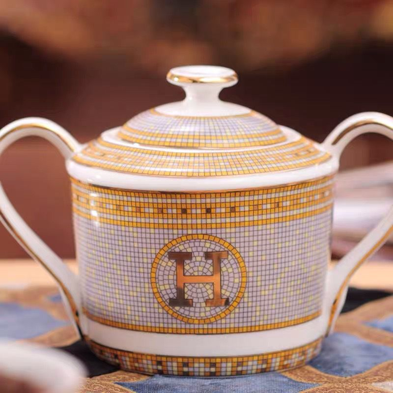 Set Cangkir 15 Pcs Royal H Mosaik + Box / Ceramic Coffee Tea Set / Hampers Mewah