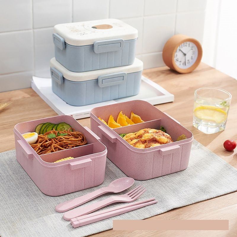 Kotak Makan Lunch Box Bento Motif Beruang Kelinci 2 Sekat BPA Free