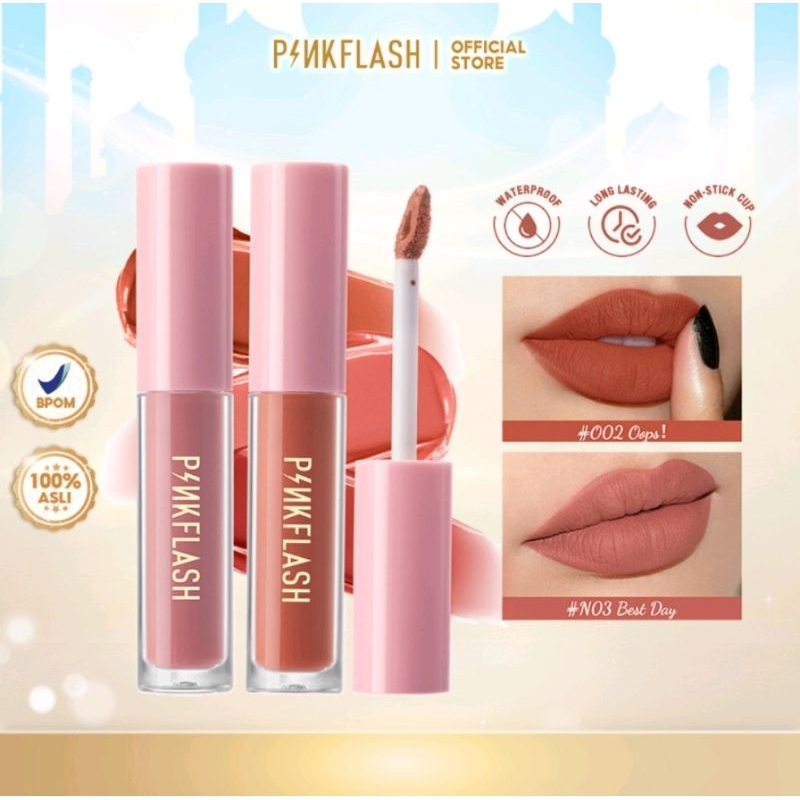 Pinkflash Matte Lipcream Lembut Tahan Lama Pigmentasi Tinggi