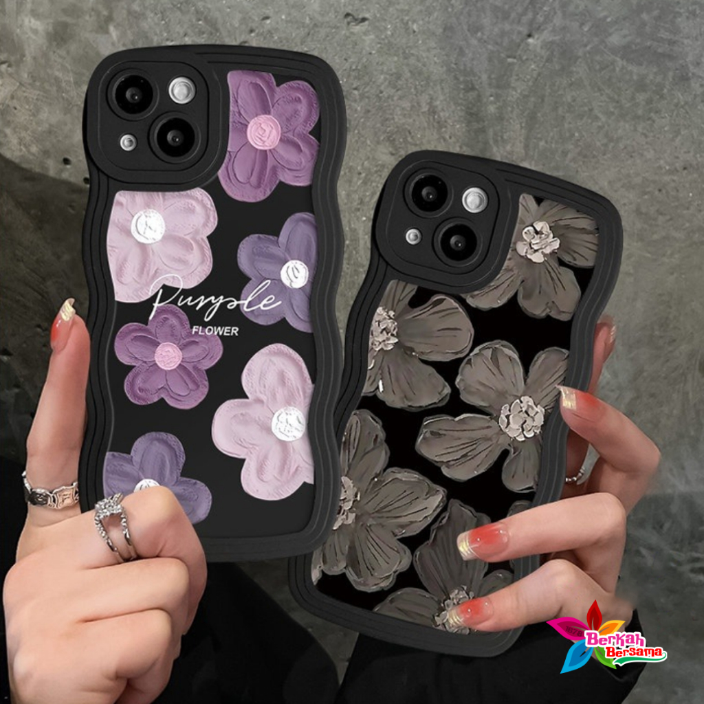 SS833 SOFTCASE SILIKON CASE CASING PURPLE FLOWER OIL PAINTING FOR IPHONE 6 6S 6+ 7 8 7+ 8+ X XS XR XS MAX 11 12 13 14 MAX 14 PROMAX BB8567