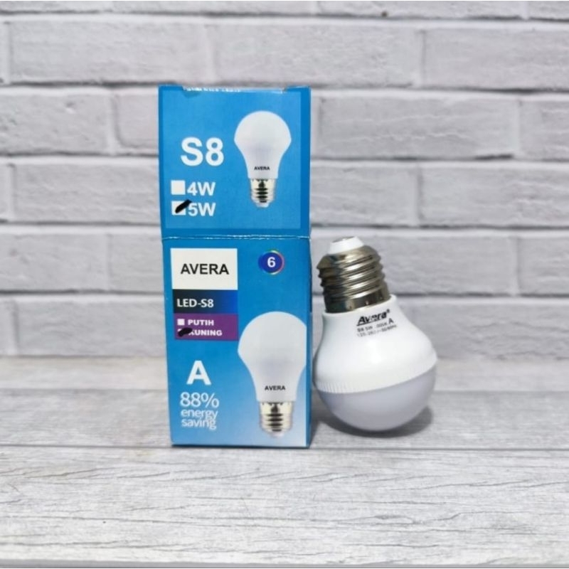 Avera Lampu Led Murah 5 Watt 5W A bulb 3000K Warmwhite Kuning Berkualitas