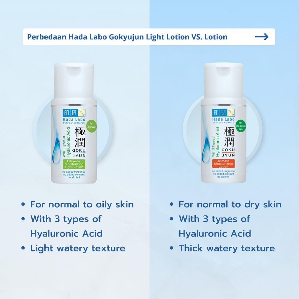 Hada labo Gokujyun Moisturising Lotion Light for oily skin toner kulit berminyak 100ml