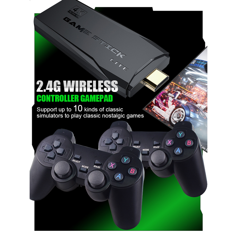 Game Stick 4K Mini Console Retro Wireless Controller 2.4G 64GB - M8 - Black