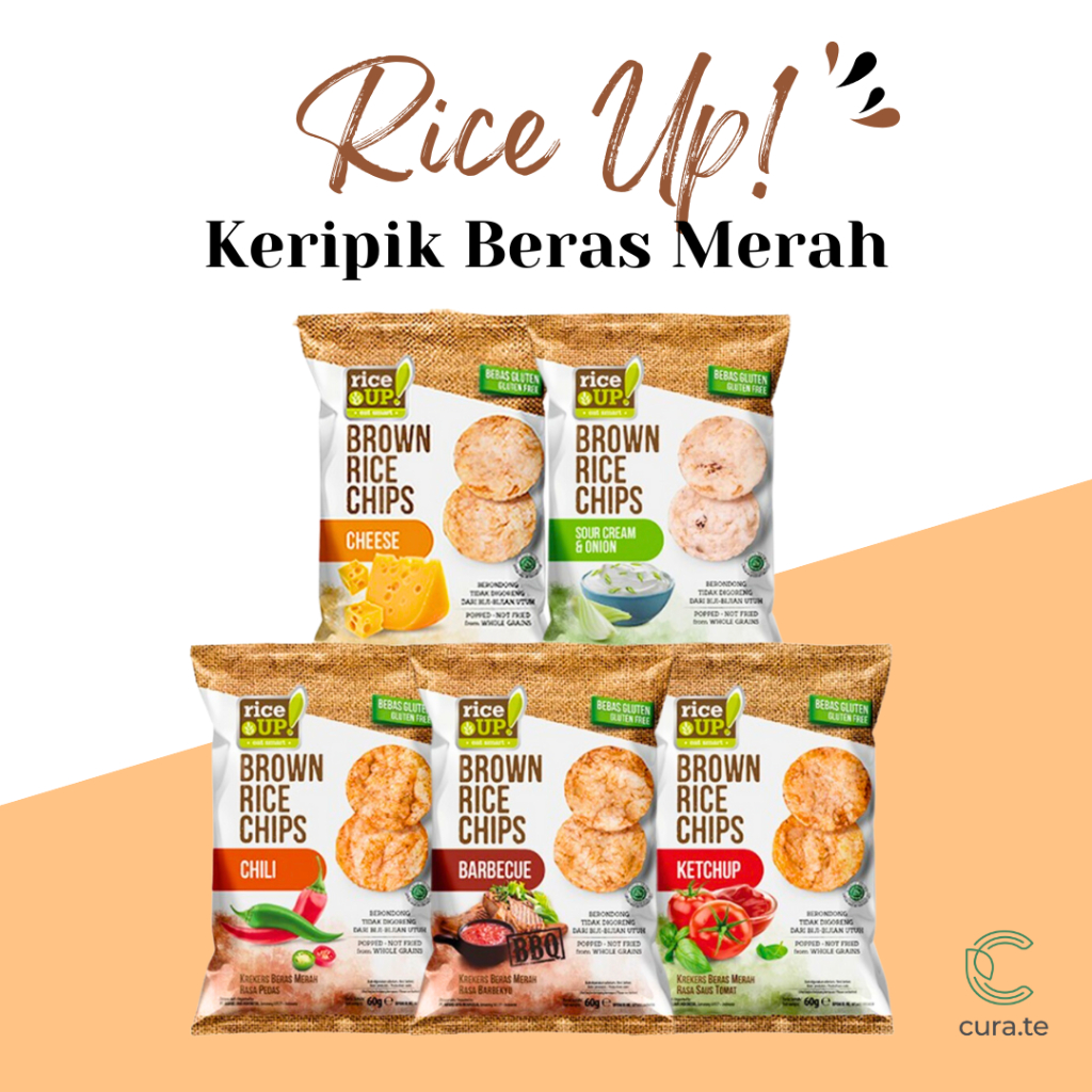 RICE UP BROWN RICE CHIPS GLUTEN FREE 60GR | KREKERS KERIPIK SEHAT NON MSG