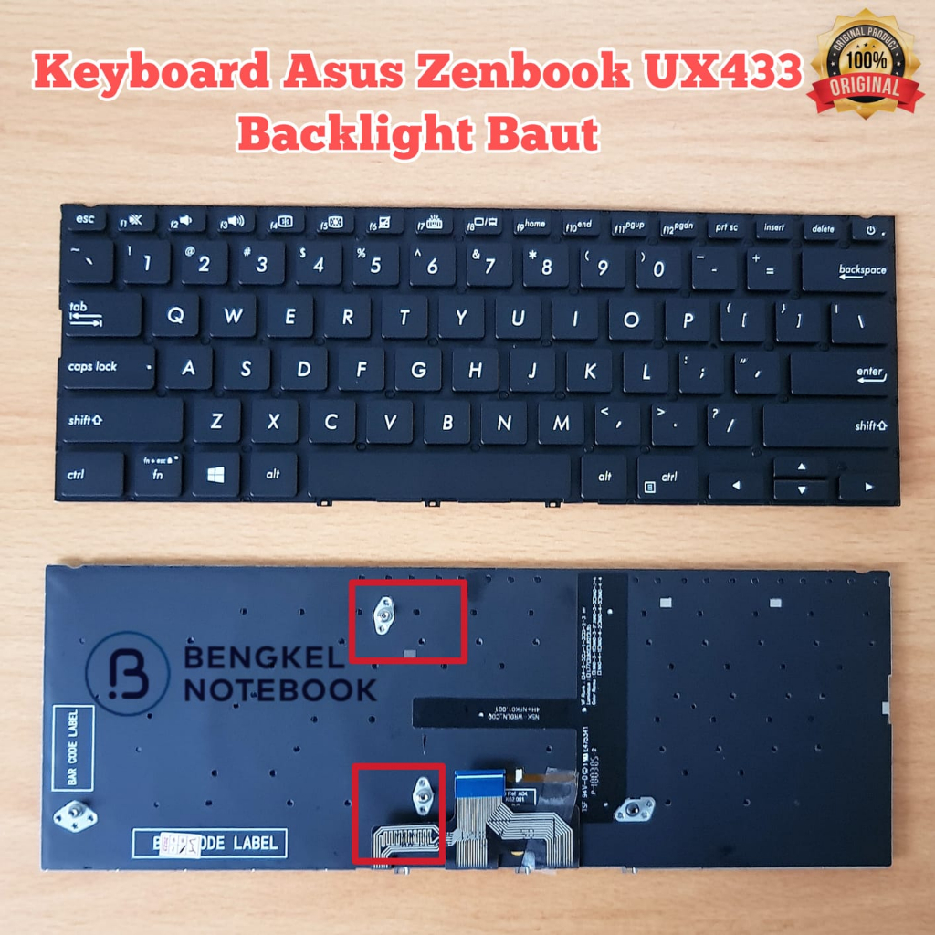 Keyboard Asus Zenbook UX433 UX433FA  UX433F UX434 UX433FL UX433FN Backlight Baut