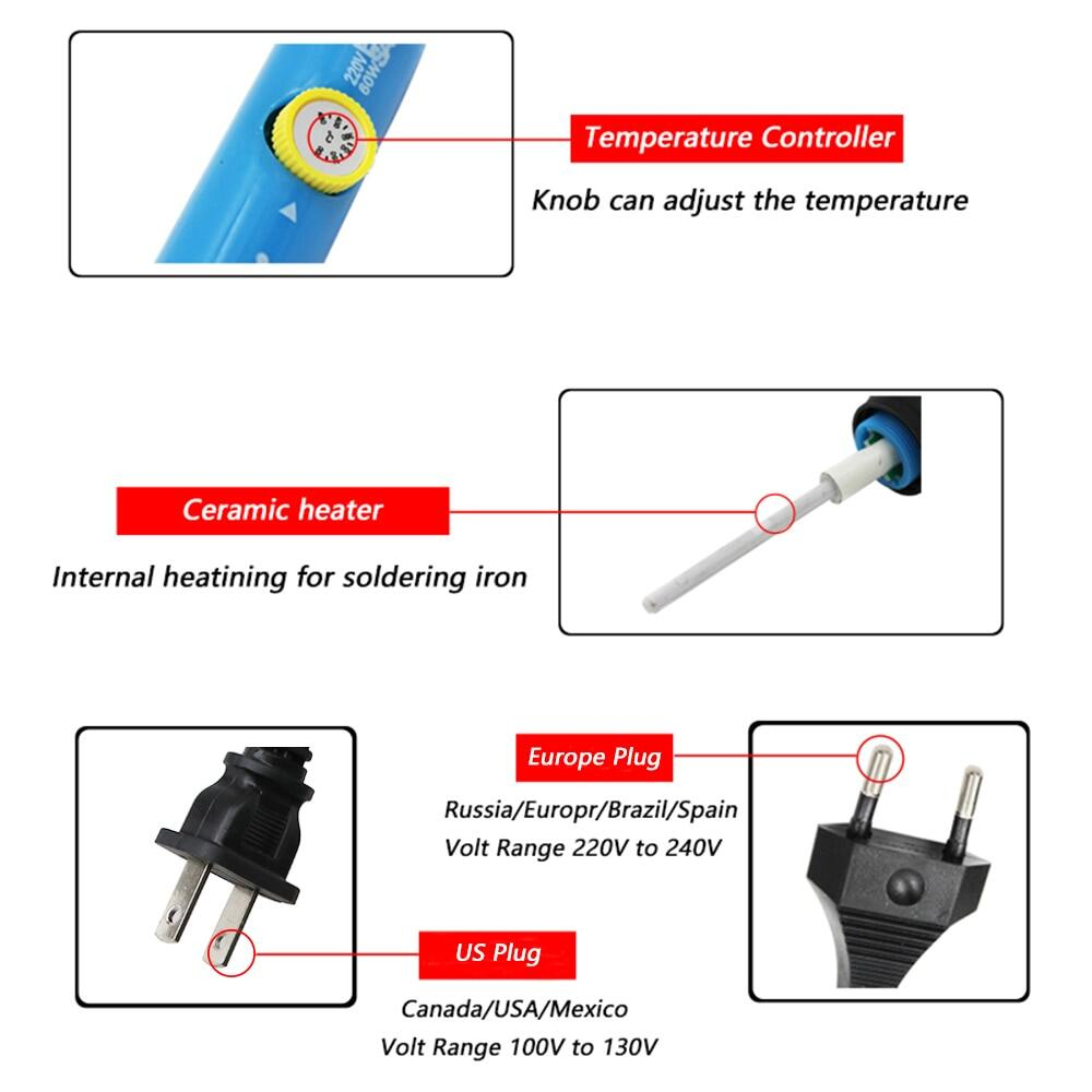 High Quality Solder Iron Adjustable Temperature 60W Free 5 Kepala Solder Kepanasan Solder bisa Di atur