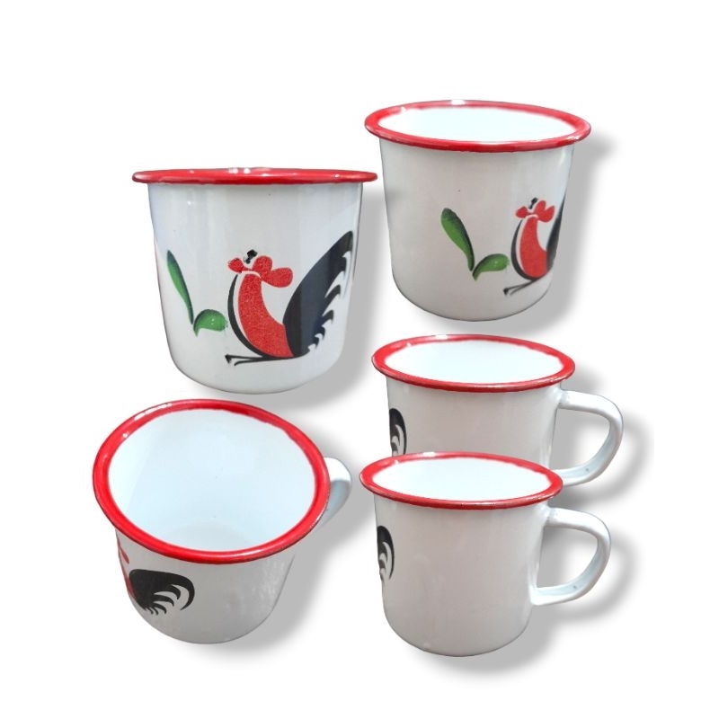 Mug Cangkir Enamel 7 Cm Jadul GELAS MUG ENAMEL AYAM JAGO