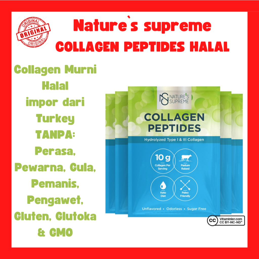 KOLAGEN HALAL TURKI kemasan sachet 10gram NATURE'S SUPREME COLLAGEN PEPTIDES VITAL PROTEIN Collagen 
