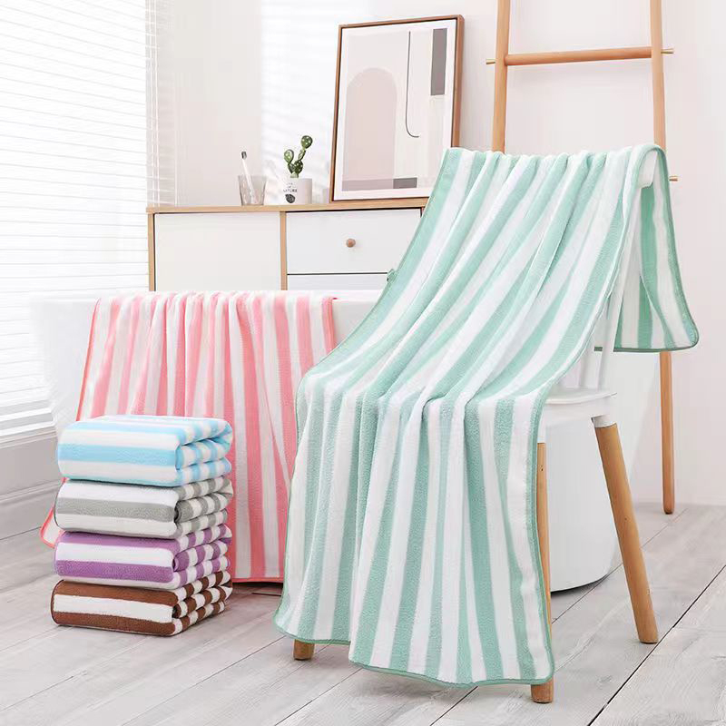 Handuk Mandi Lembut Jumbo Microfiber Premium Motif Strip Ukuran 70x140cm High Quality Dewasa Pria Wanita Perlengkapan Mandi Rumah Tangga Import - H15-B-KT - 88 Balnketstore